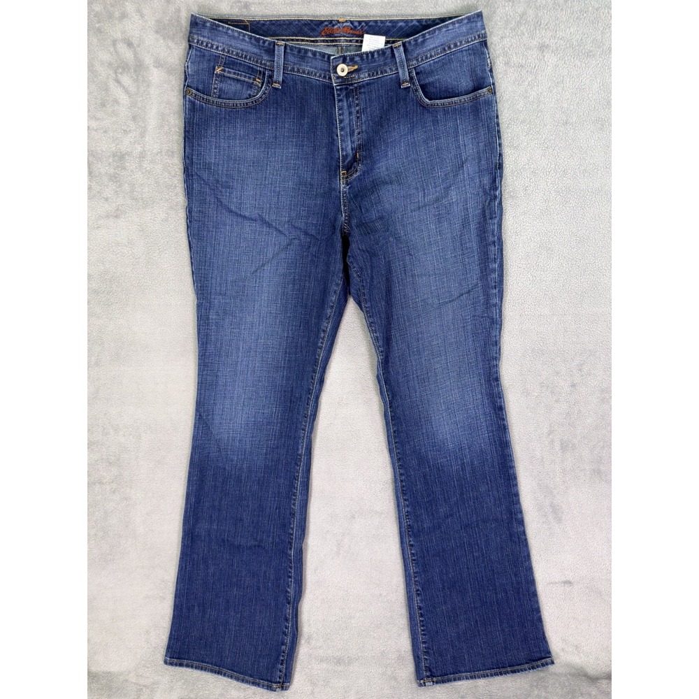 Eddie Bauer Jeans Womens 14L Blue Bootcut Shaped Fit Medium Wash Denim High Rise